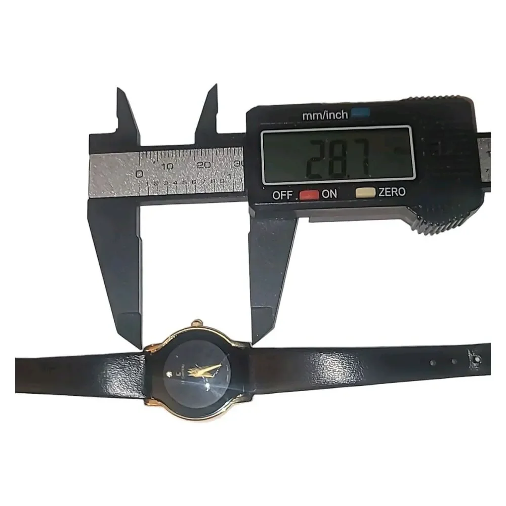 Le Chateau Womens DAIMOND 18k Gold Plated Watch Black Leather *Needs Battery‎